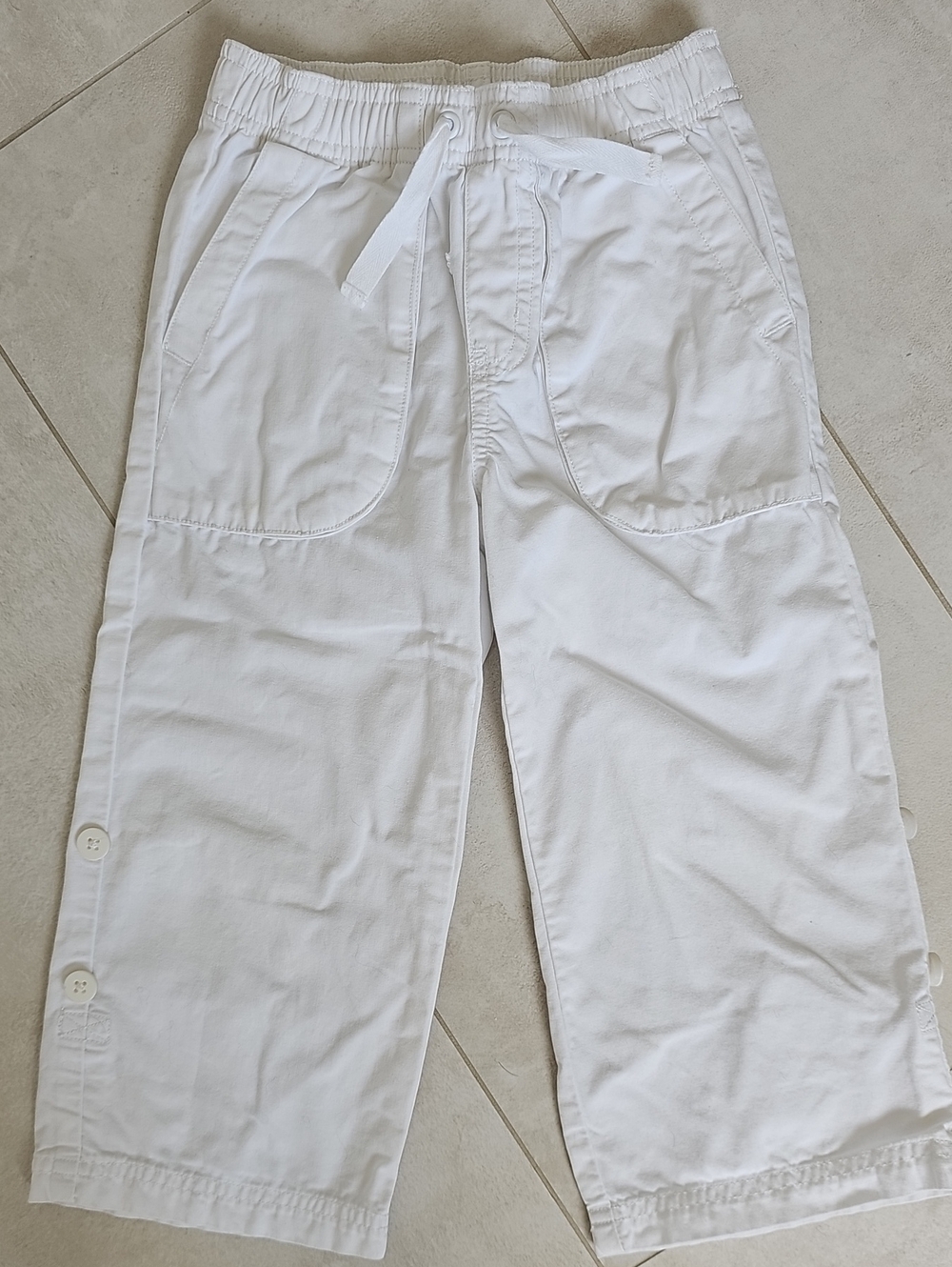 Janie and Jack White Elastic-Waist Adjustable Length Pants Boys Sz 3T